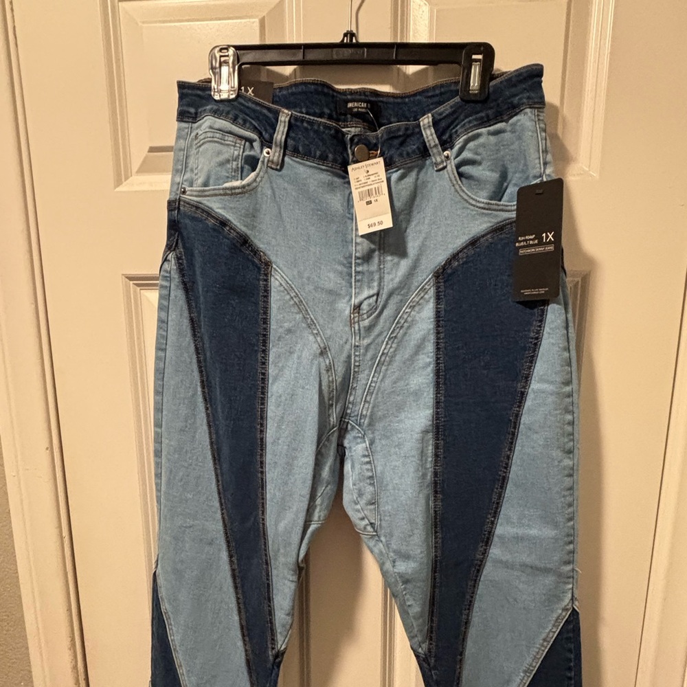 Ashley Stewart Two-Tone Blue Straight Leg Jeans